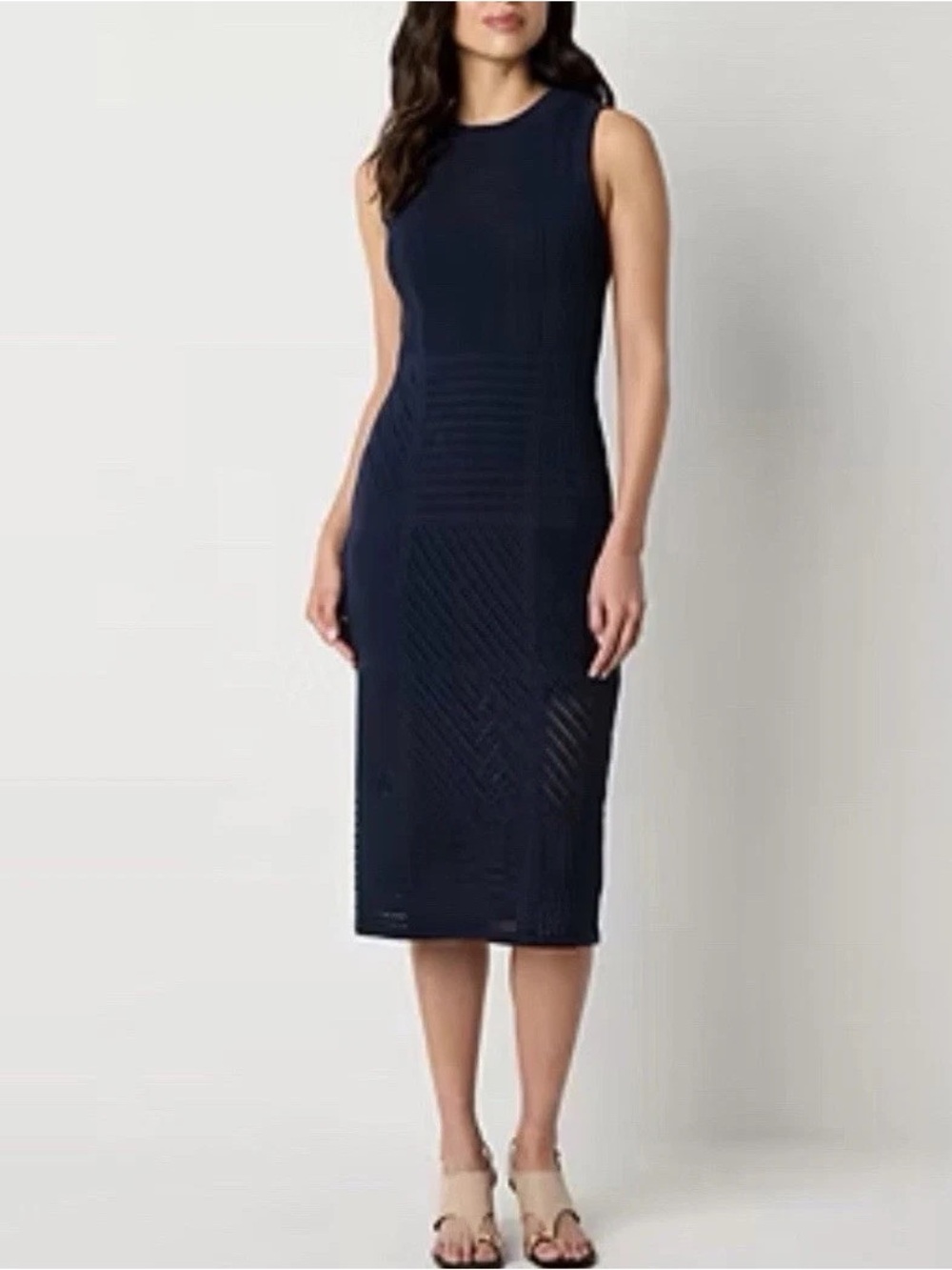 Worthington Navy Sleeveless Midi Dress